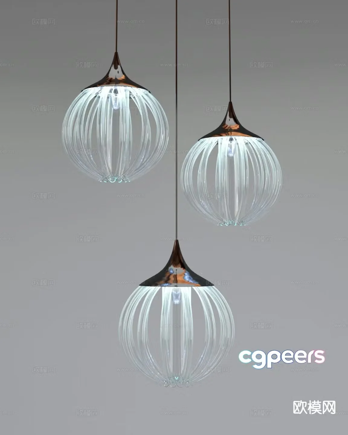 Modern glass chandelier 3d model