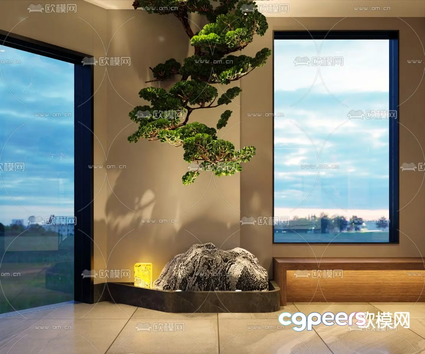 Indoor landscaping hanging plants 3d model