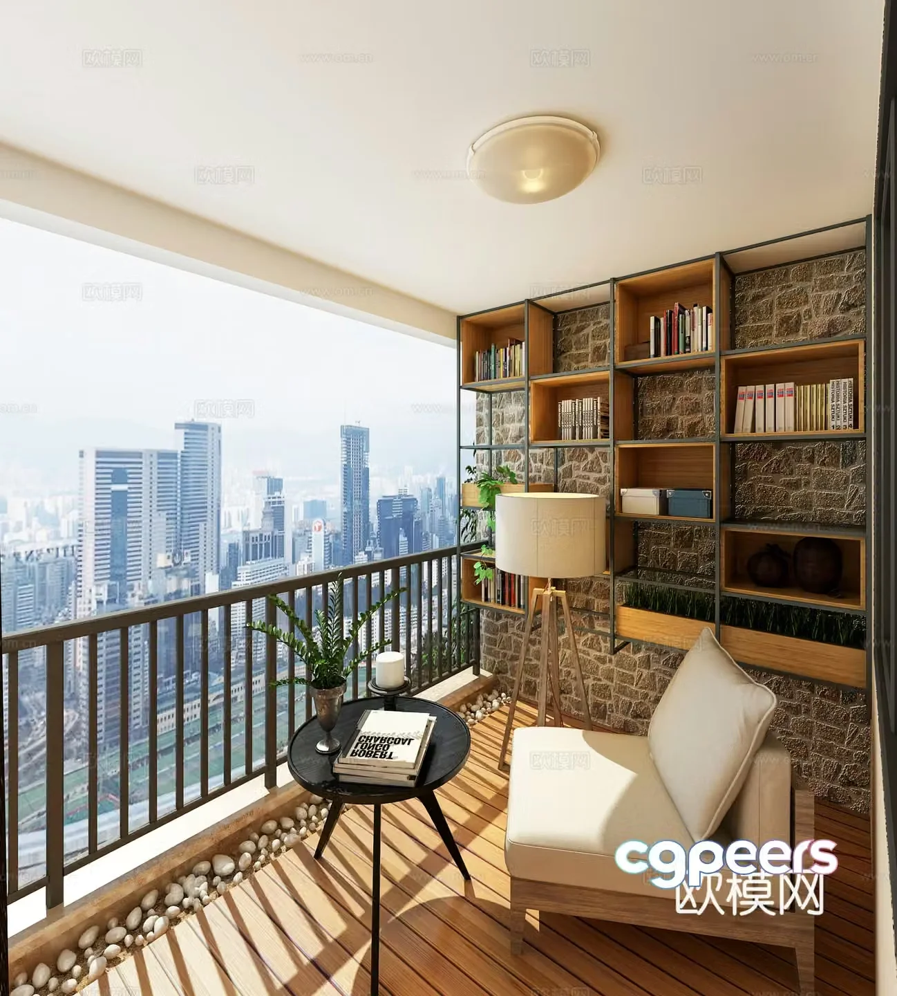 Living balcony leisure balcony 3d model