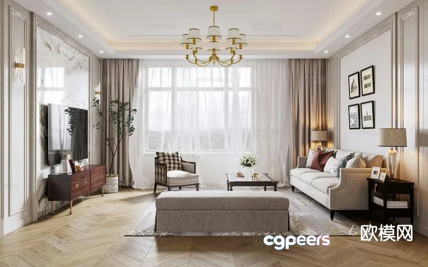 American living room 3d model