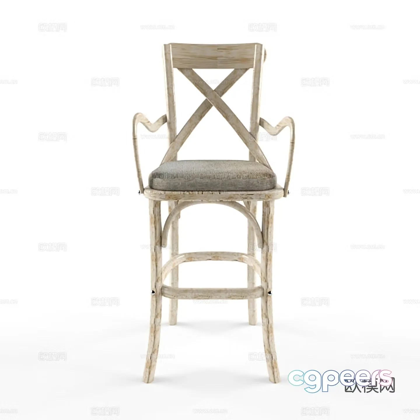 Industrial style bar chair Wrought art bar chair Cafe restaurant bar chair 3D model