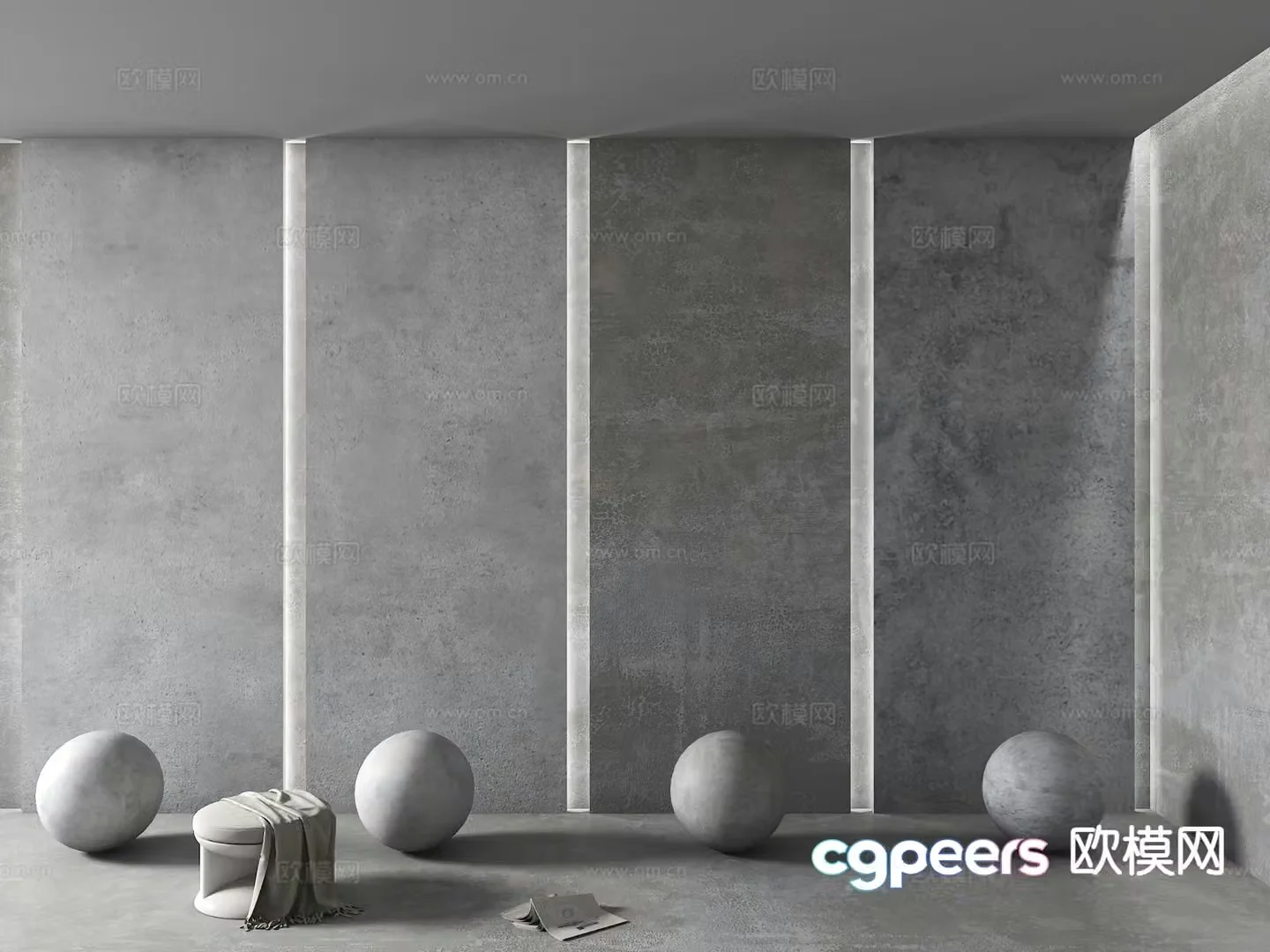 Concrete wall Cement wall Concrete floor 3D model
