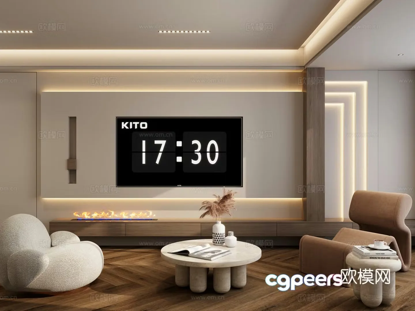 Italian TV background wall 3D model