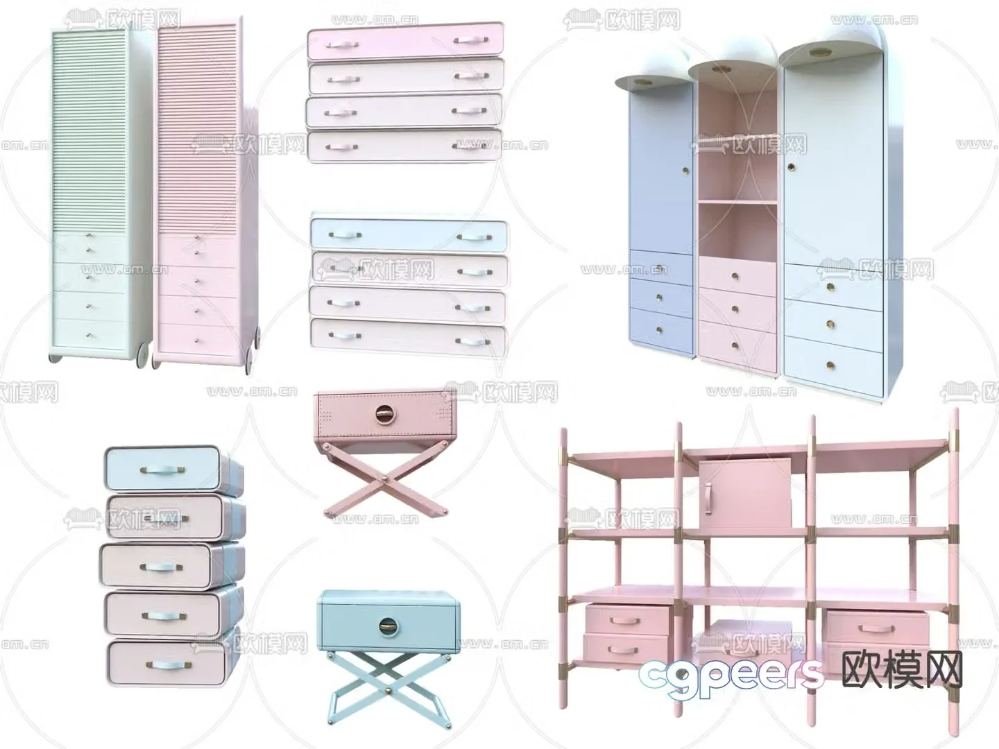 Macaron cabinet children’s cabinet toy cabinet 3d model