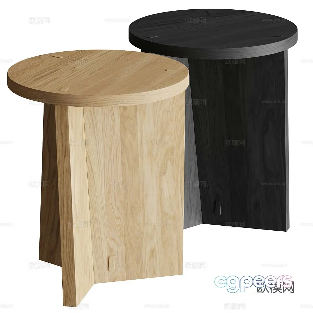 Log round table side table 3d model
