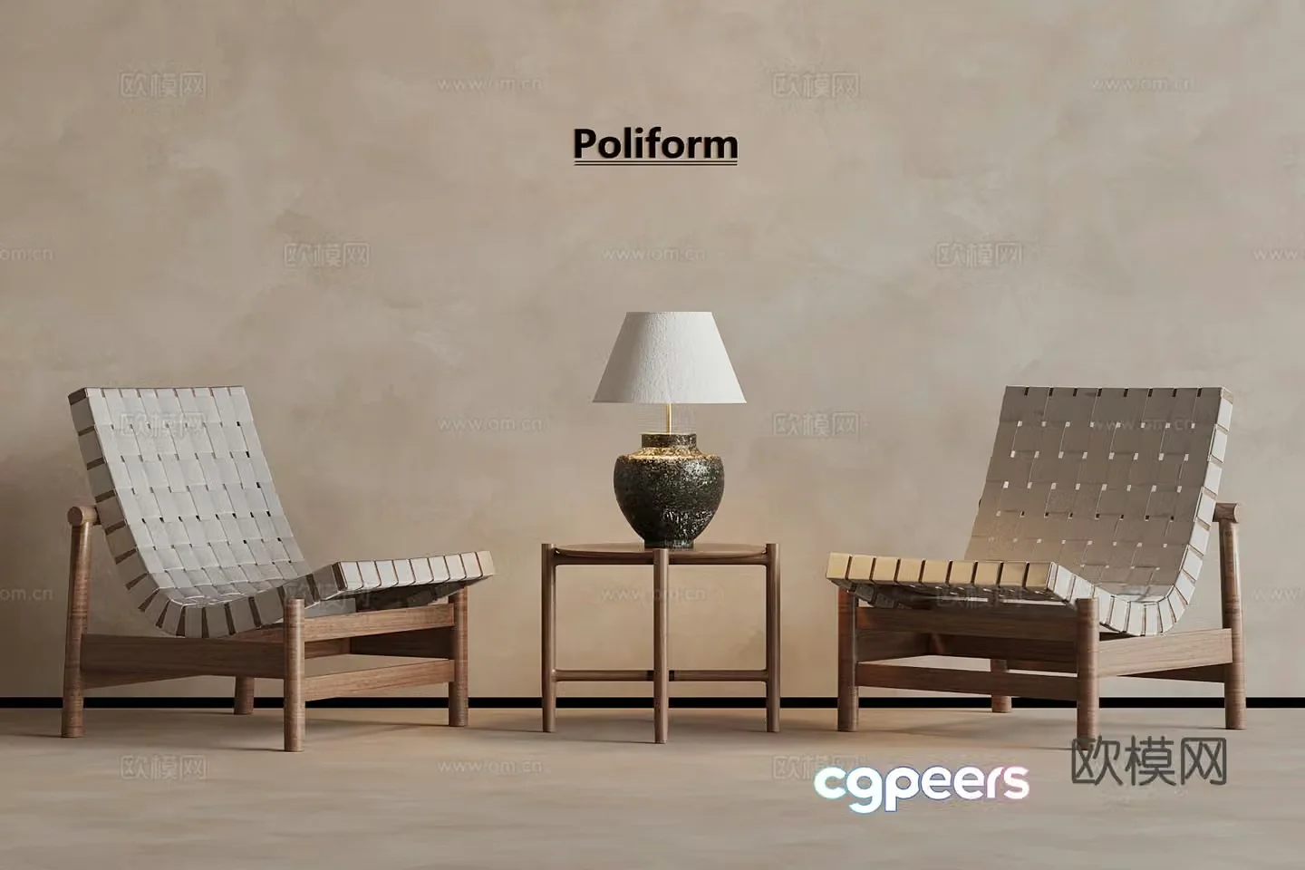 23 medieval leisure chair side table lamp 3d model