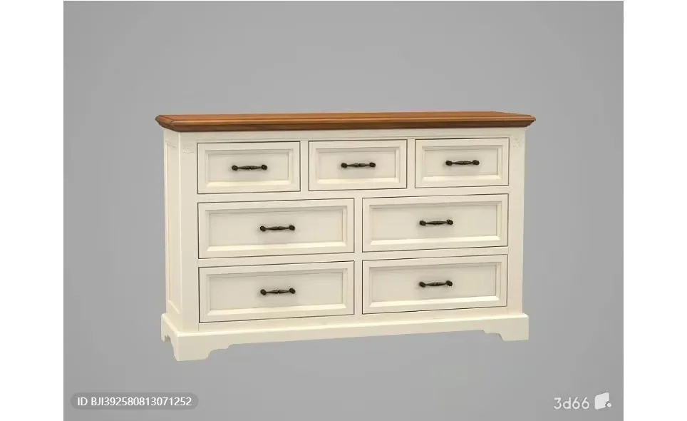 A White Dresser With Black Handles 3D Model – 16368 – VRAY Render