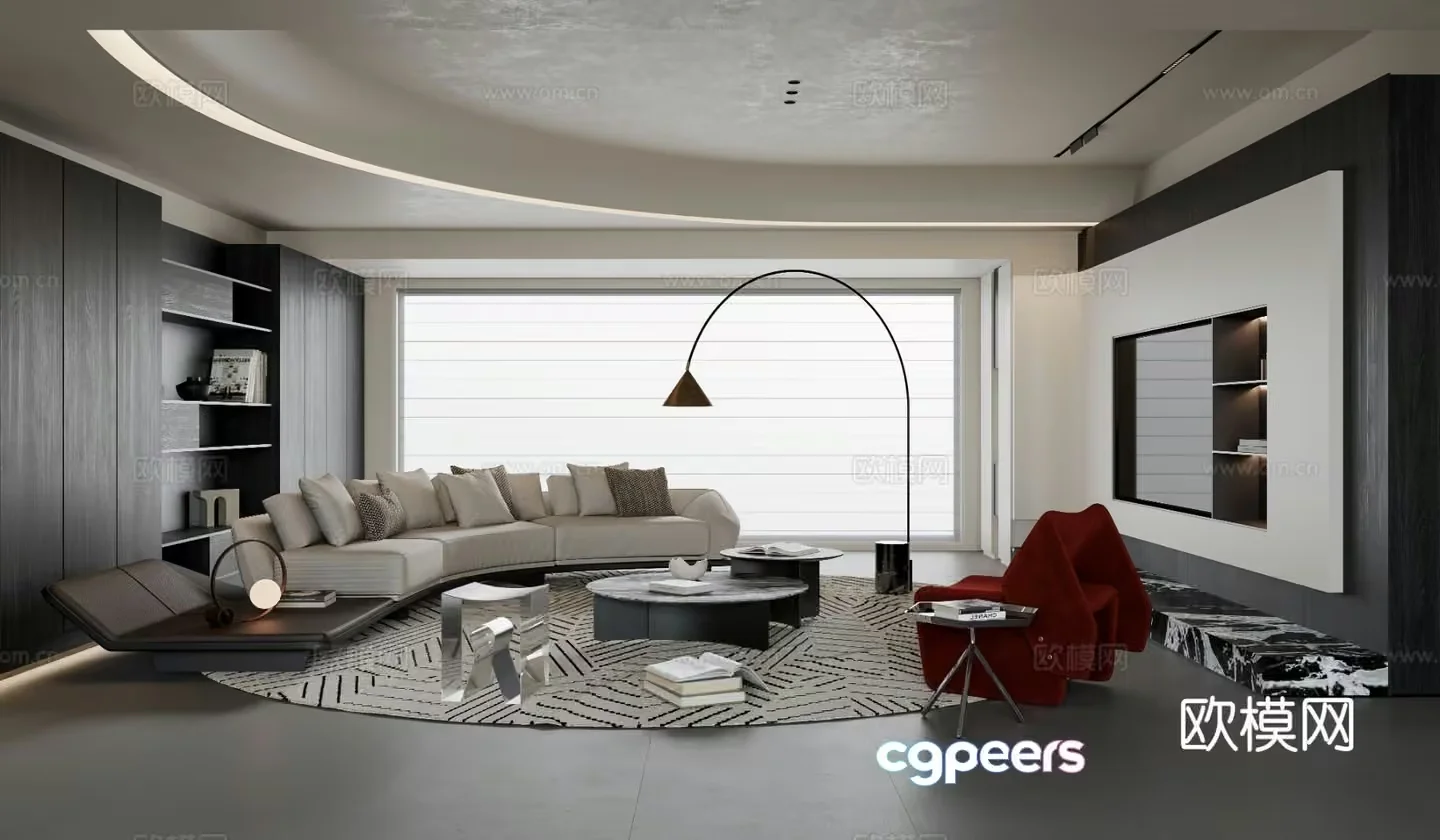 Modern Living Room 3D Model – 6837 – VRAY Render