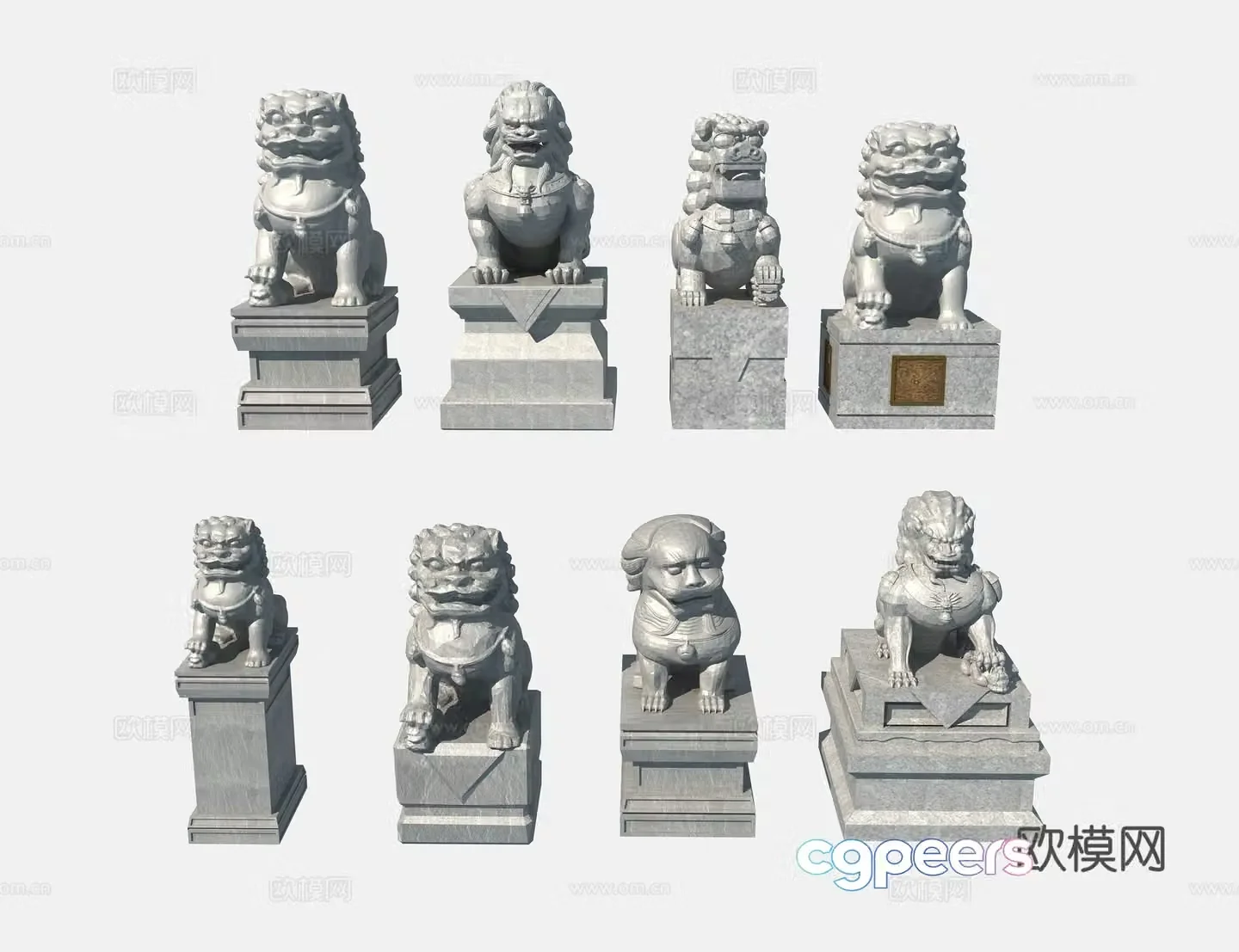 Chinese style stone lion 3d model