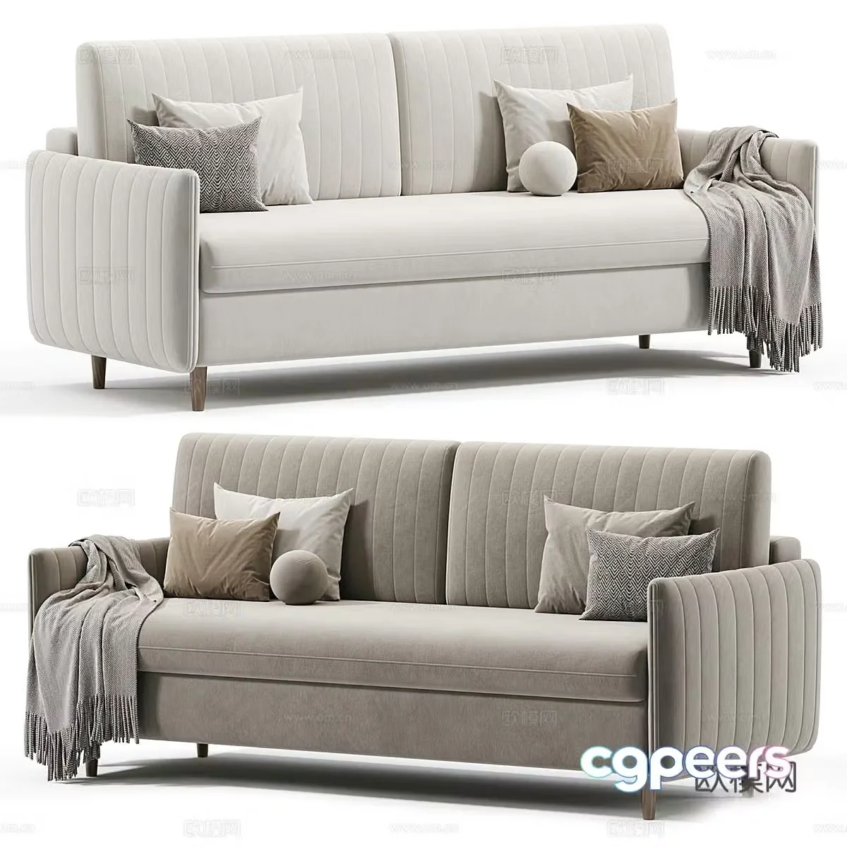 Modern Cream Swout Casual Sofa 3D Model