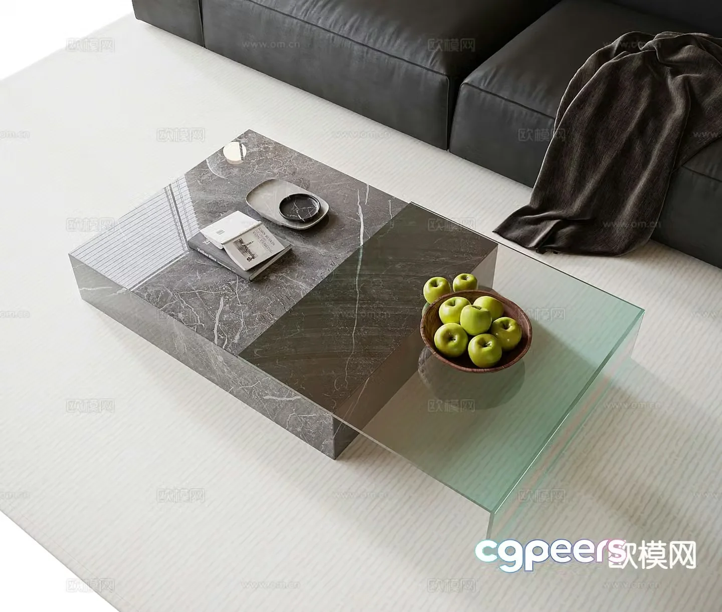 Modern double coffee table 3d model