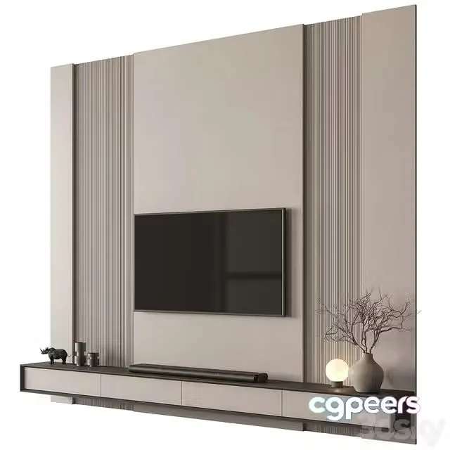 3ds Max Free – TV Wall Set 198