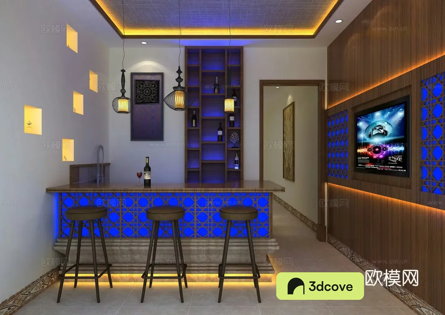 Southeast Asian modern bar wine cabinet combination