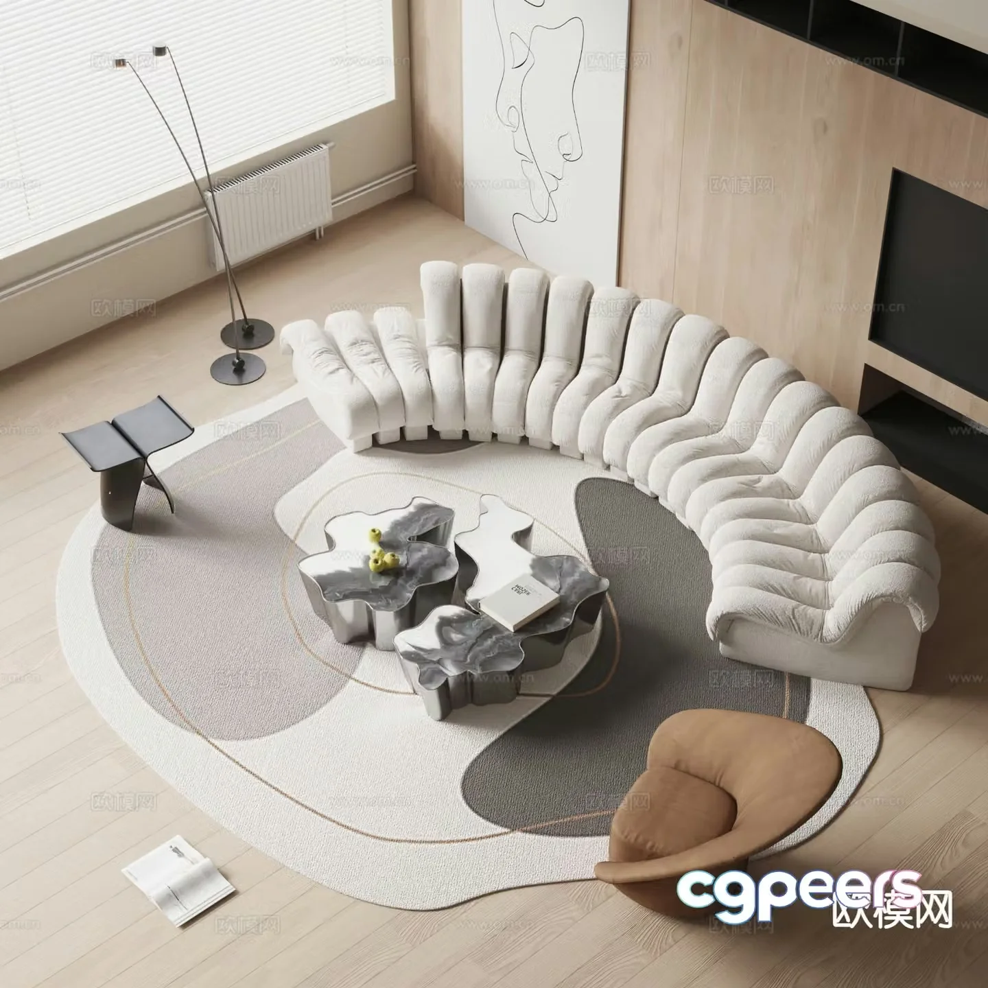 Curved sofa modular sofa 3d model