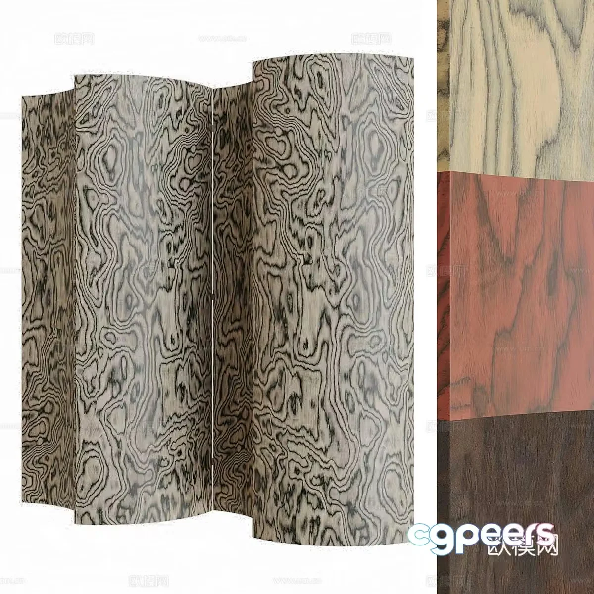 New Chinese -style wooden decorative wall board 3D model