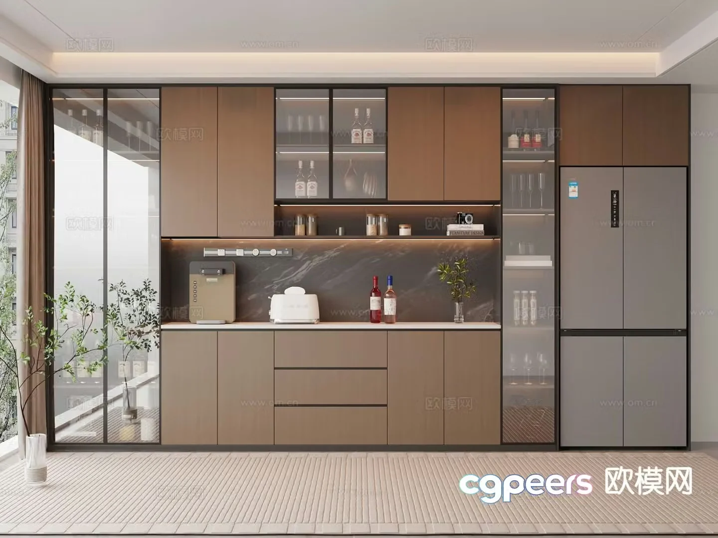 Italian wine cabinet sideboard 3d model