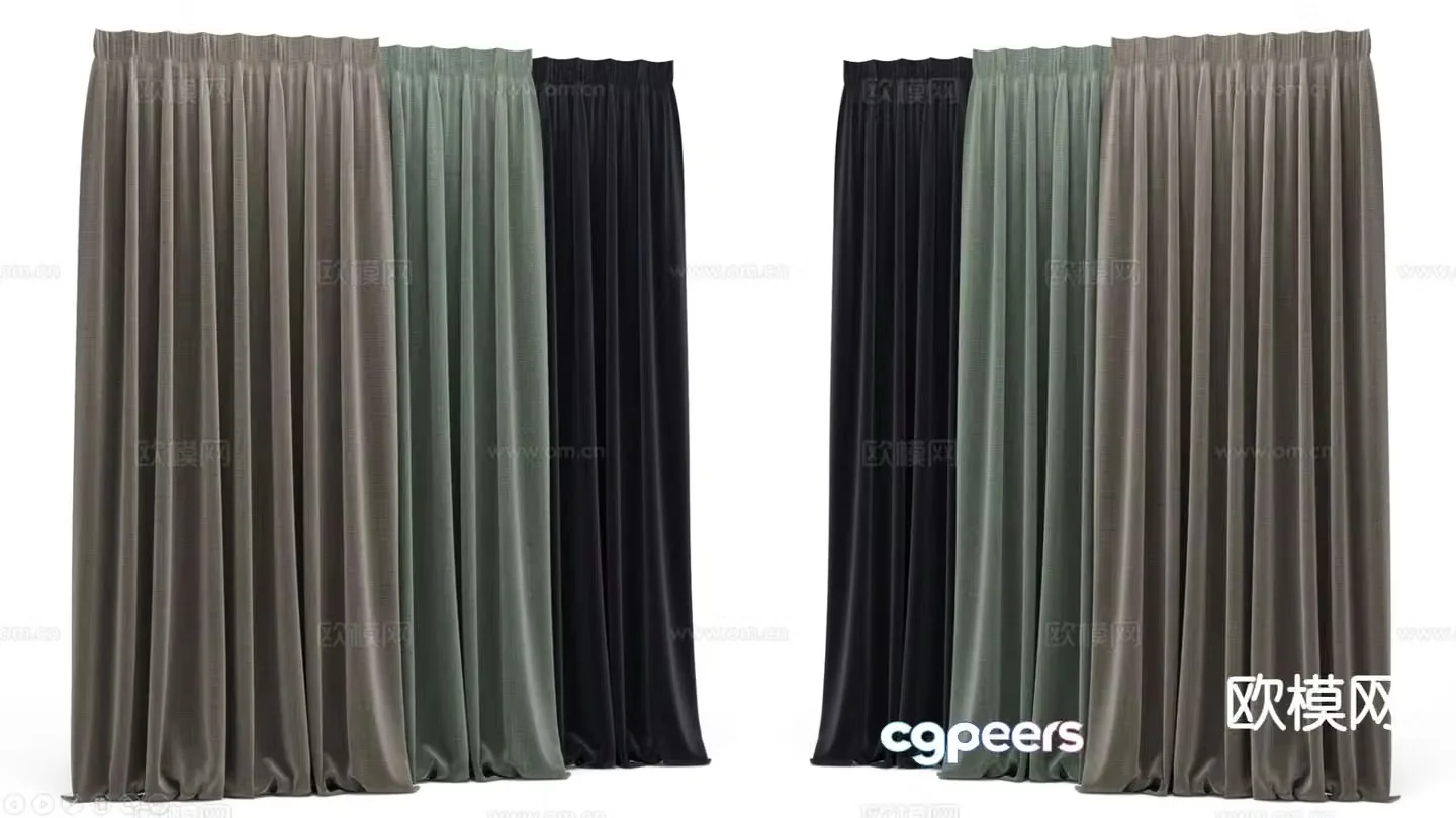 Modern curtains solid color curtains cloth curtains gauze curtain 3d model