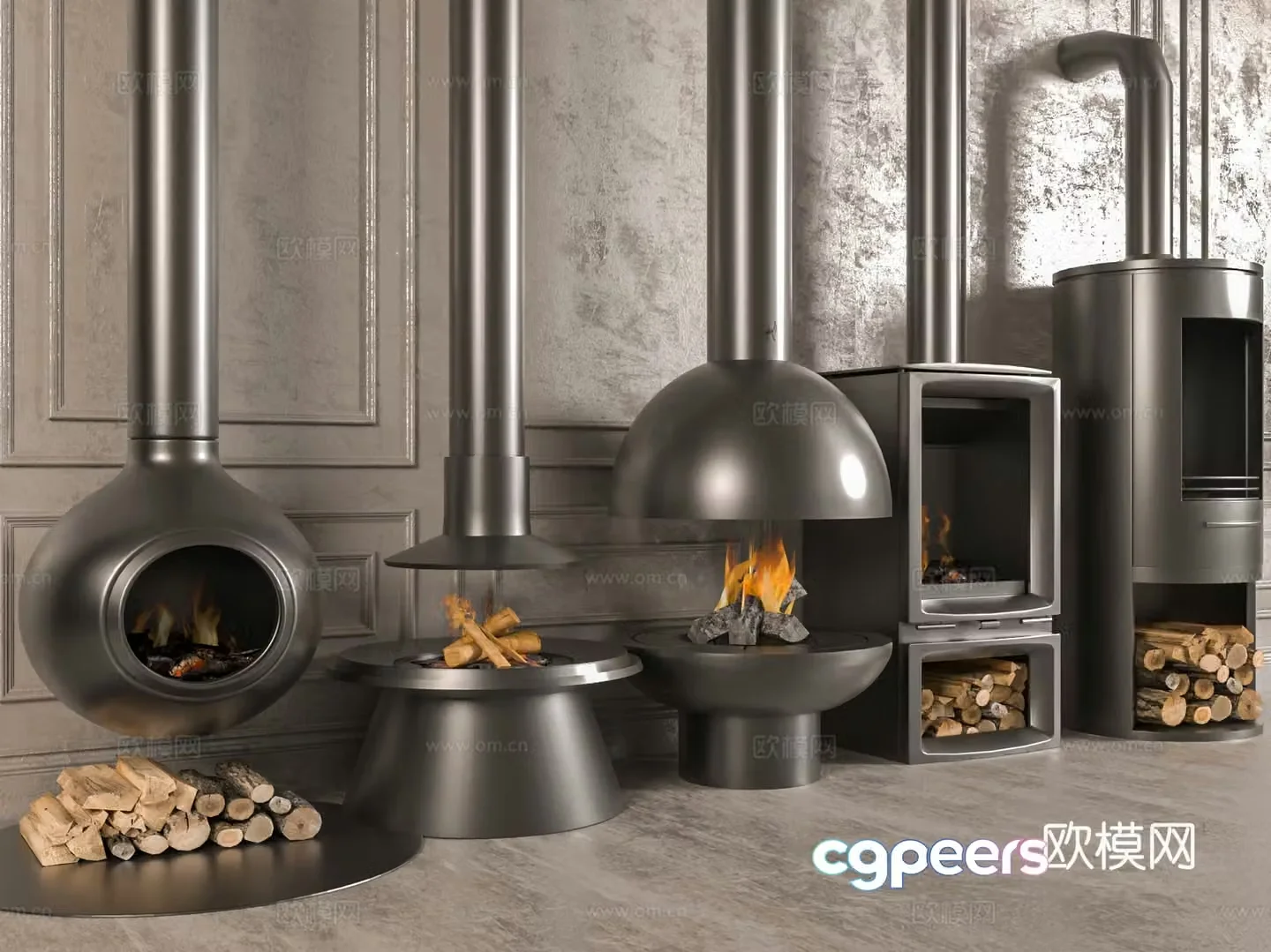 Modern minimalist fireplace wood stove electronic fireplace side stove stove 3d model