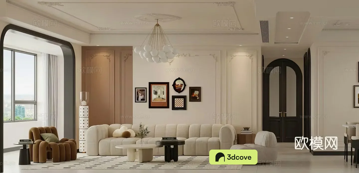 French living room combination sofa lounge chair island American living room French living room kitchen