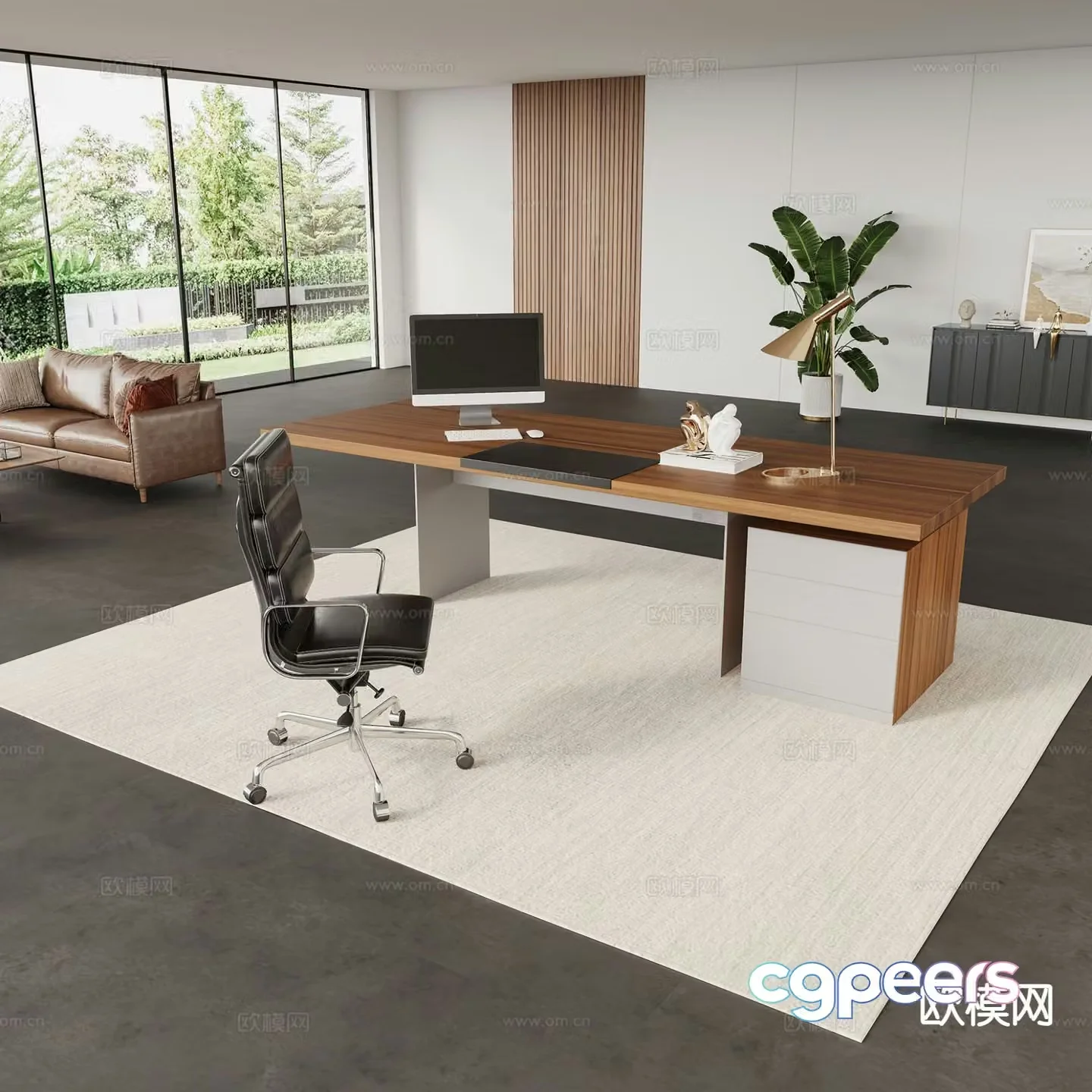 Modern office desk executive desk 3d model