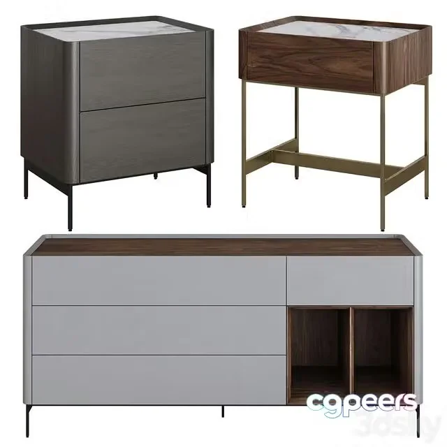 3ds Max Free – Chest of drawers and bedside table Si-Lounge Iris by Furman