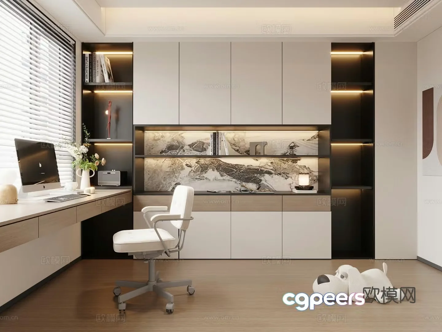 Modern study room 3d model