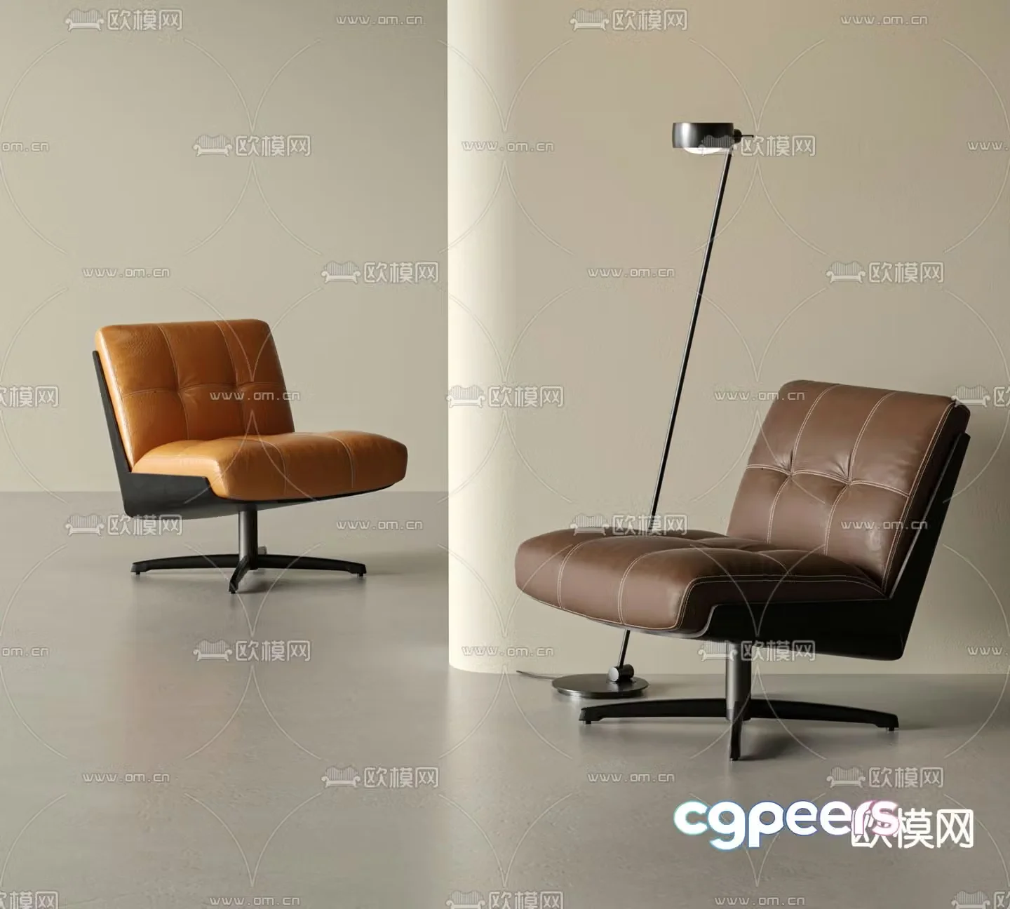 Leather sofa chair leisure chair 3d model
