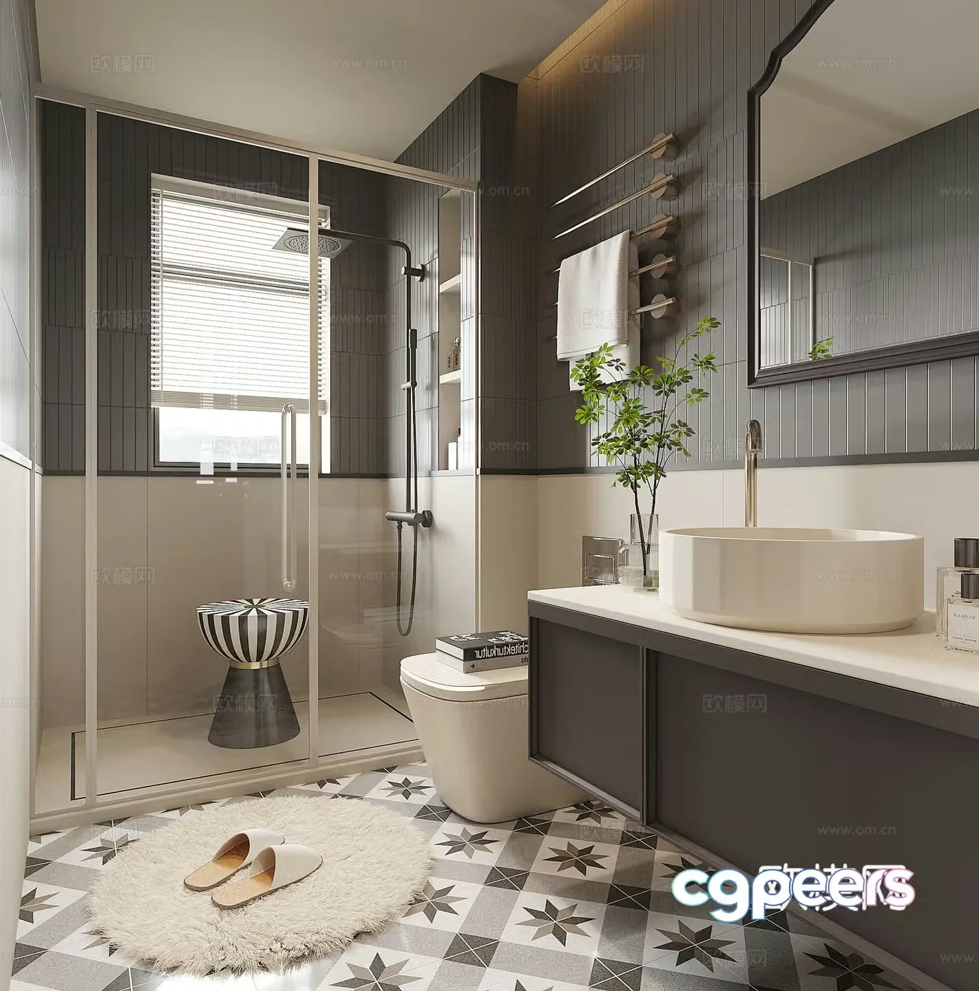 Modern French bathroom 3d model