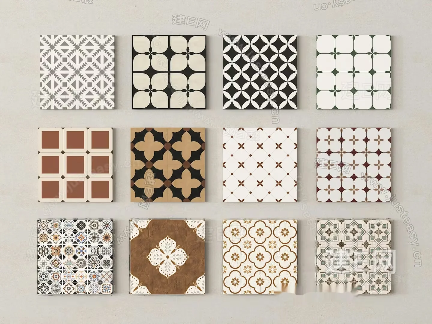 Tiles With Various Patterns 3D Model – 15109 – VRAY Render