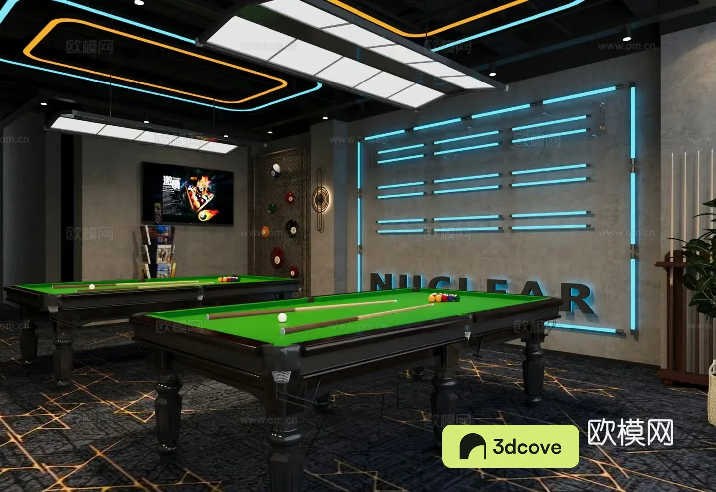 Modern industrial wind billiard room