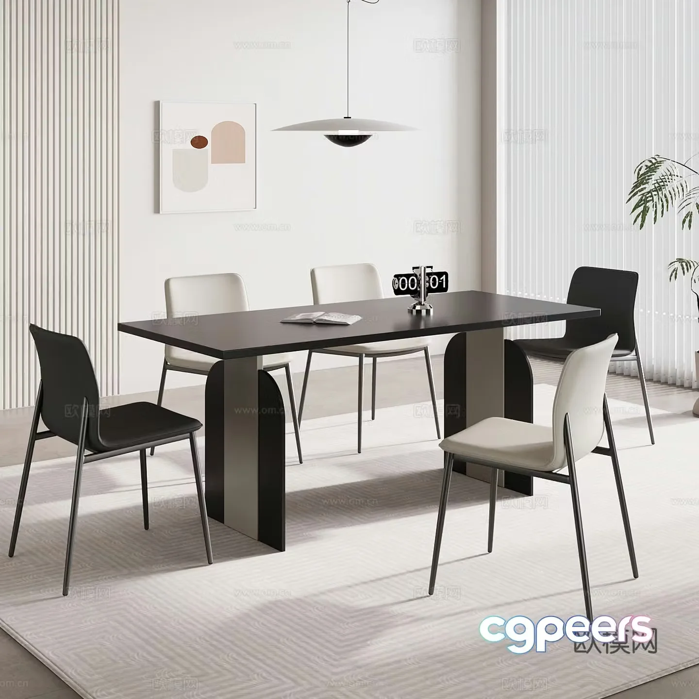 Modern dining table minimalist dining table 3d model