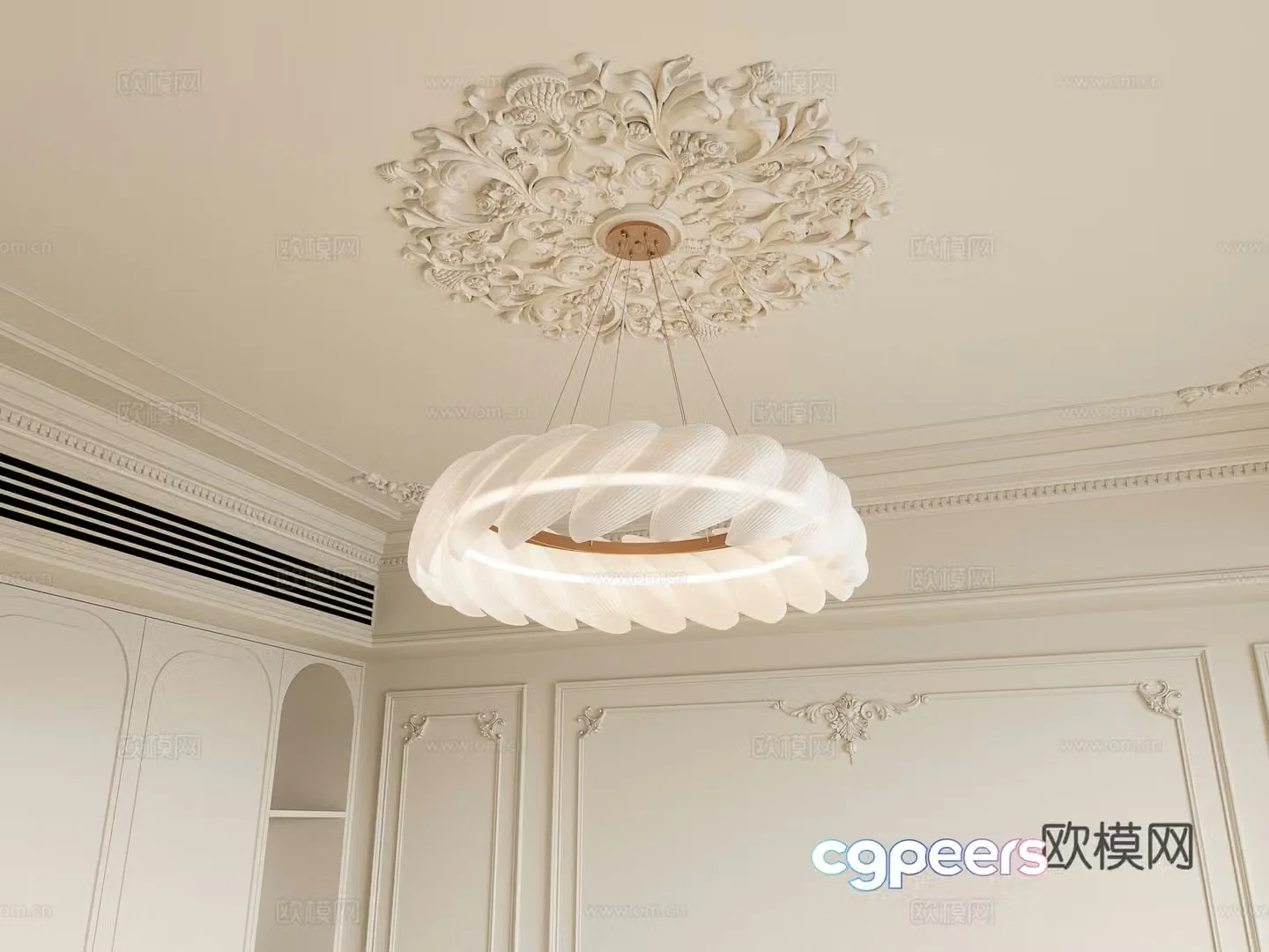 Cream style chandelier 3d model