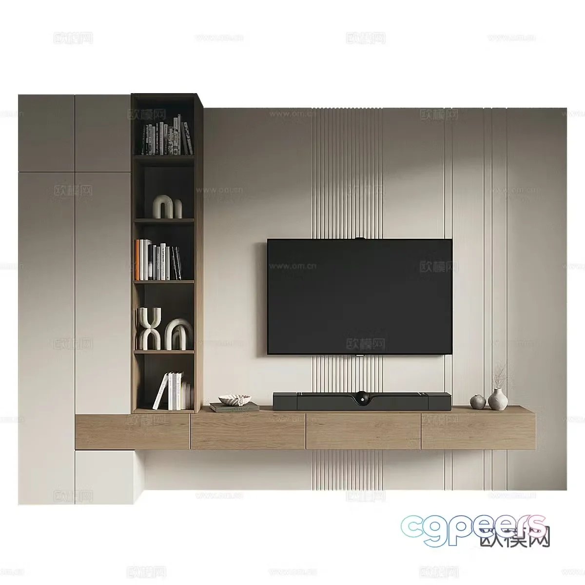 Modern minimalist TV background wall 3d model