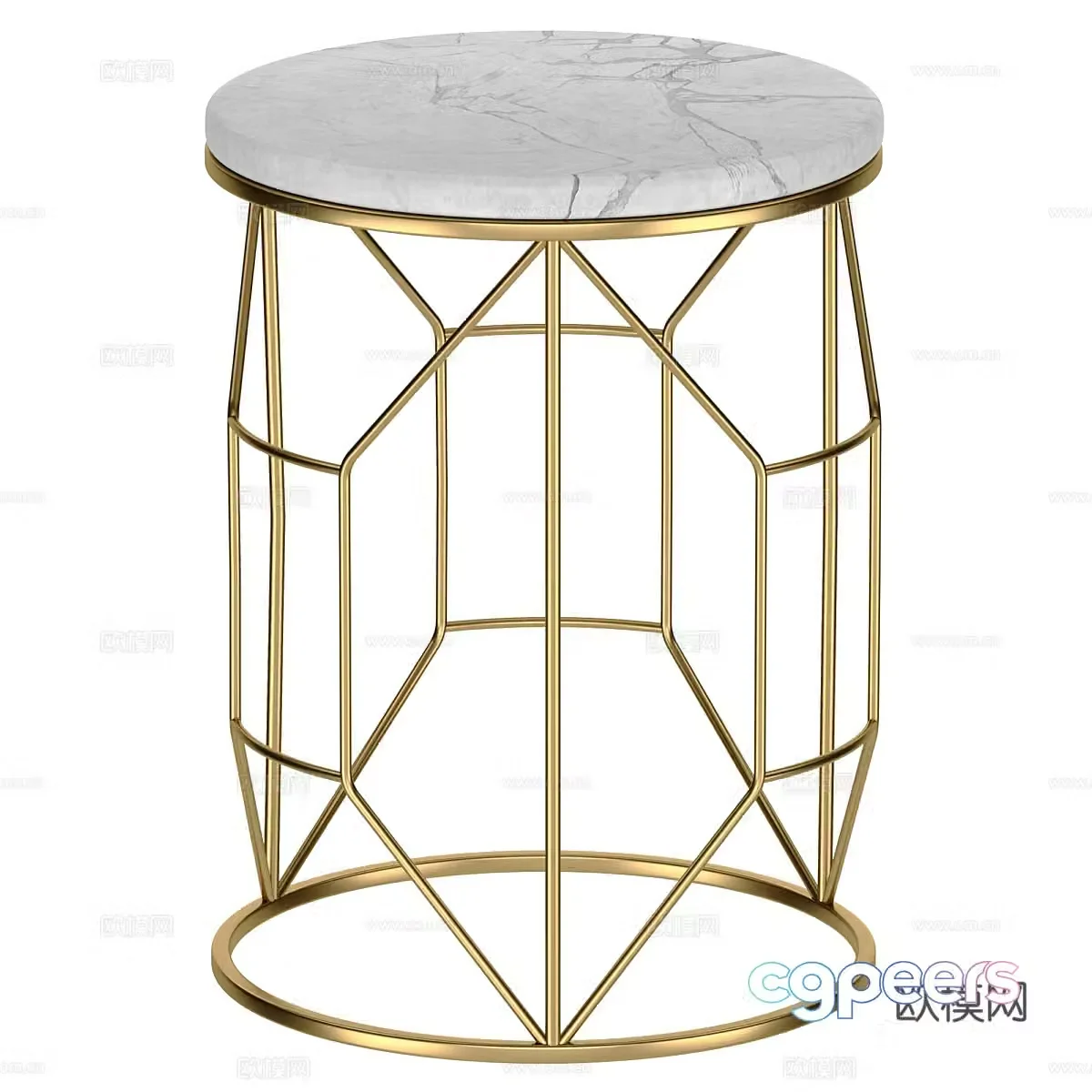 Modern light luxury marble side table 3D model