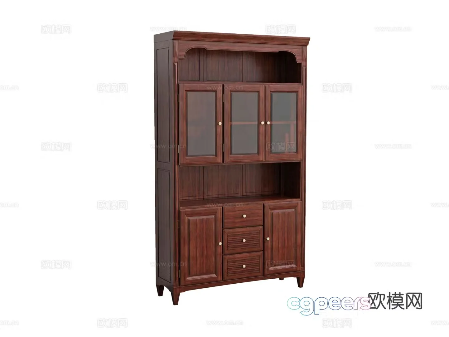 Simple European bookcase bookshelf 3d model