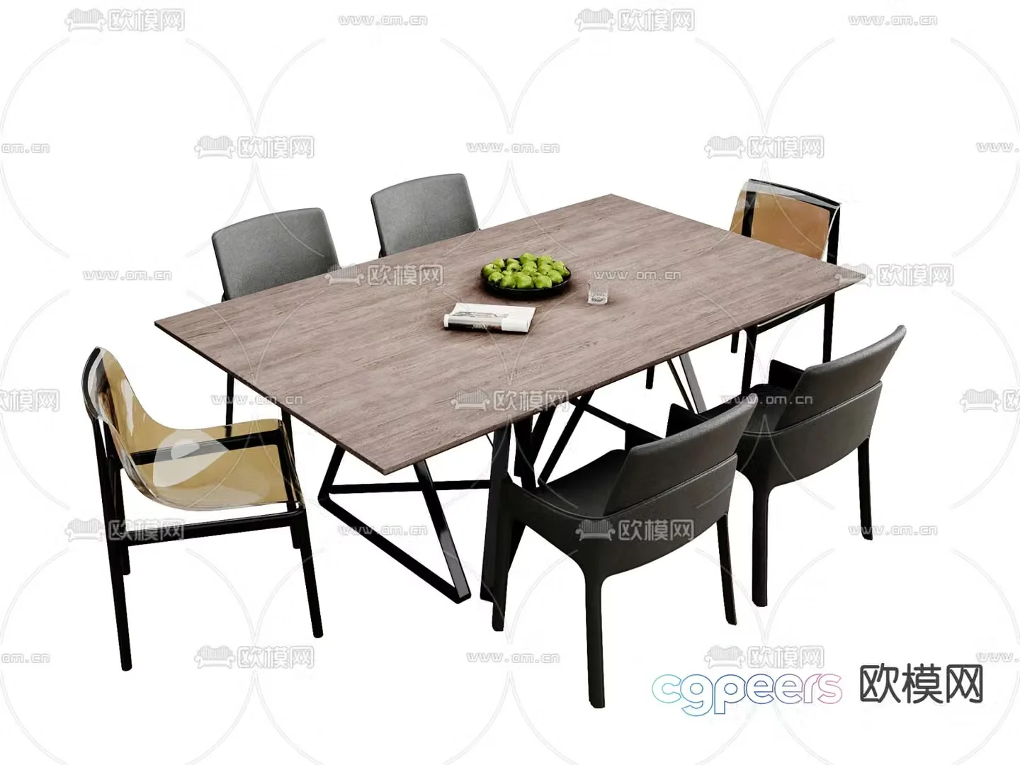 Modern dining table and chair 3d model