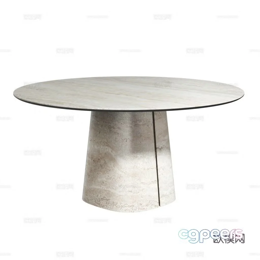 Modern Italian rock slab round dining table 3d model