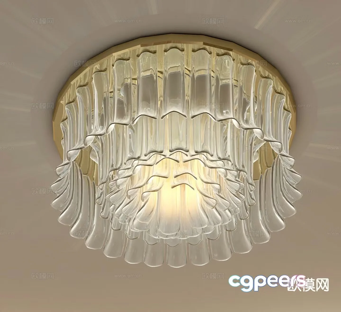 Light luxury crystal ceiling lamp 3D model