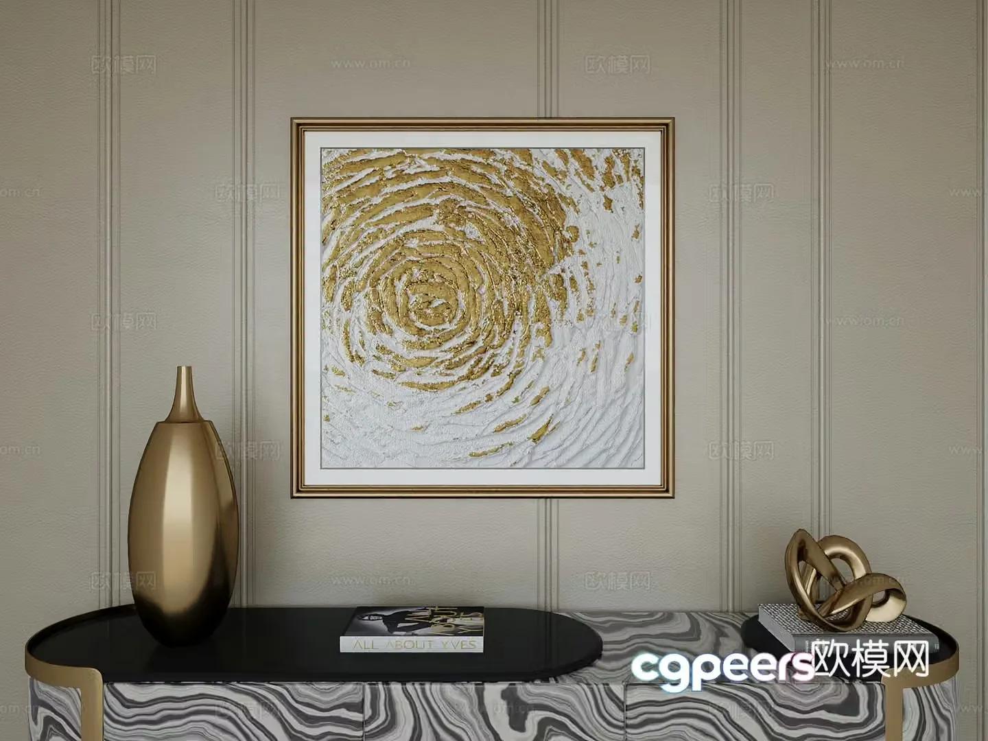 Italian light luxury high-end hanging painting 3D model