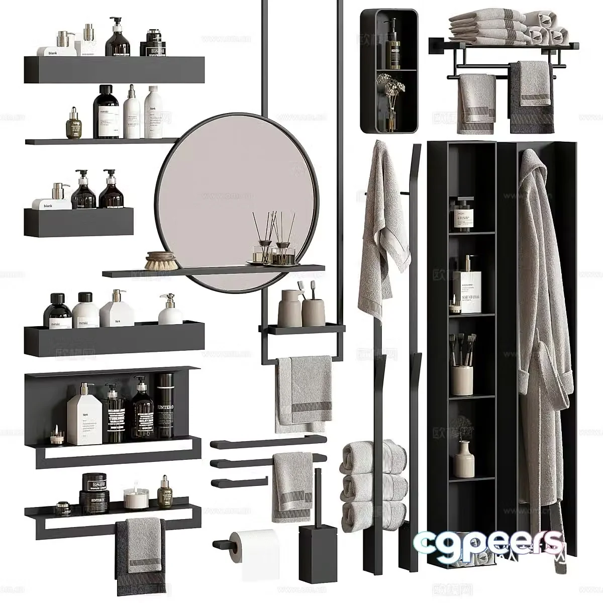 Bathroom toiletries set 3d model