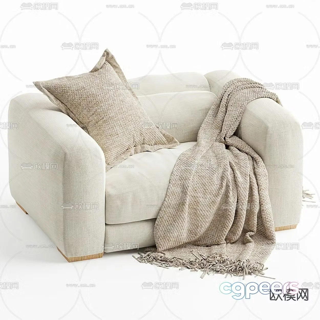 FLEXFORM white single sofa 3d model