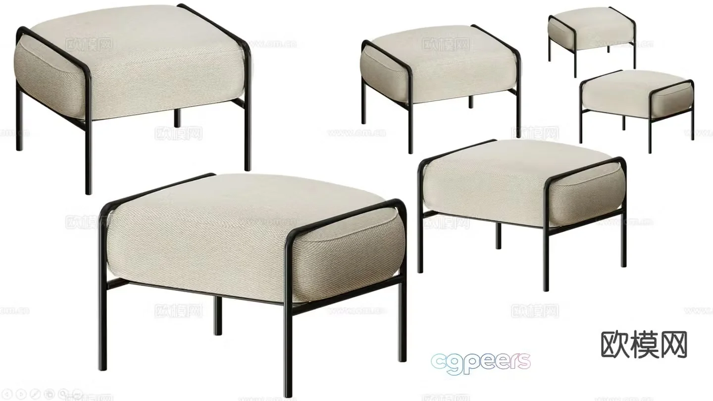 Stool bench square stool sofa stool low stool 3d model