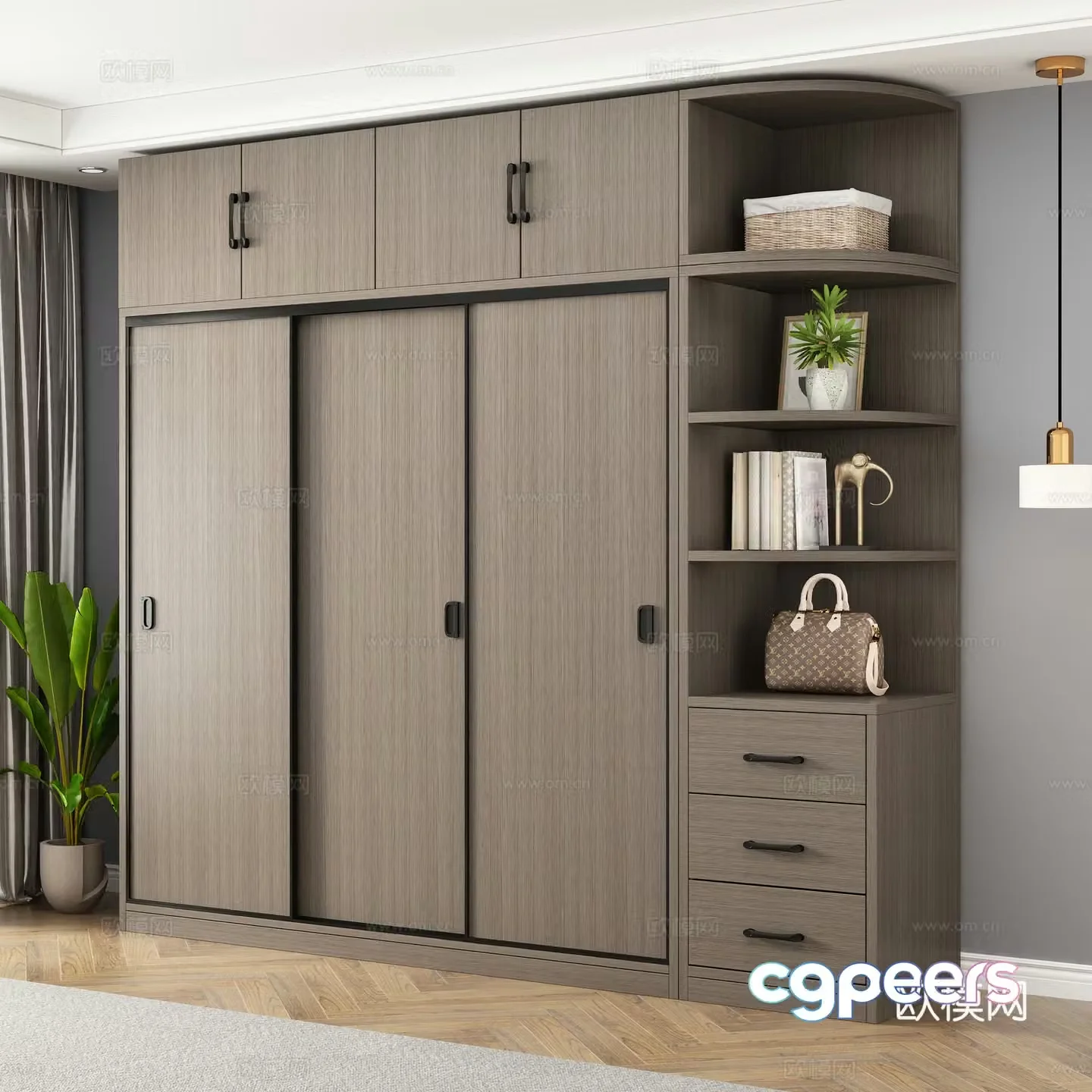 Modern sliding door wardrobe 3d model