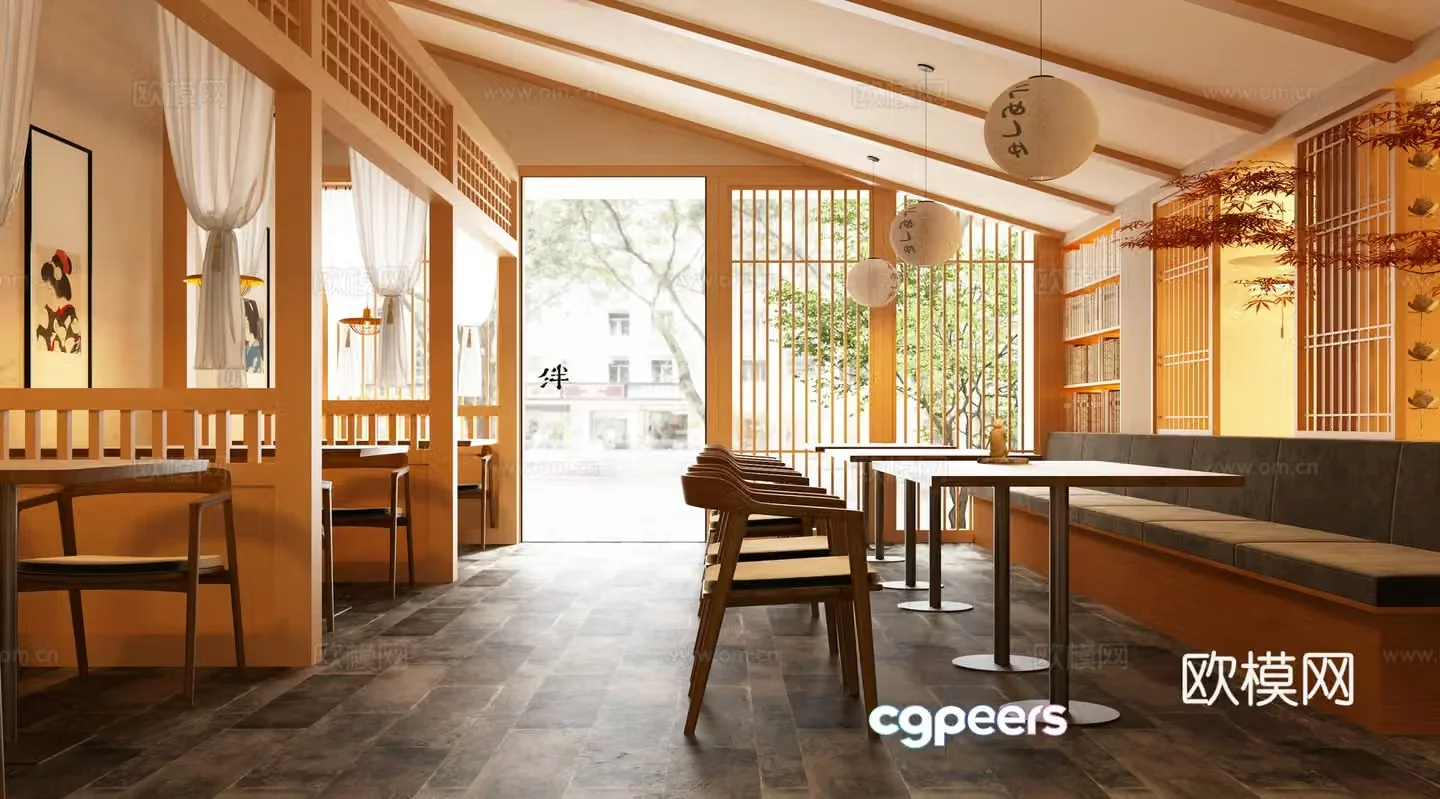 Japanese cuisine roast bird shop 3d model