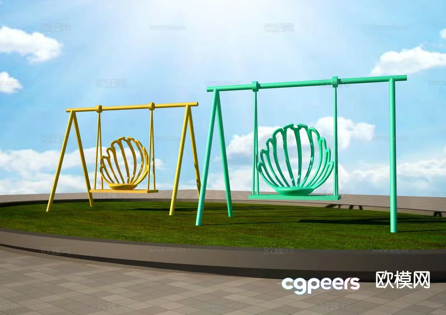 Shell swing chair hanging chair outdoor chair 3d model