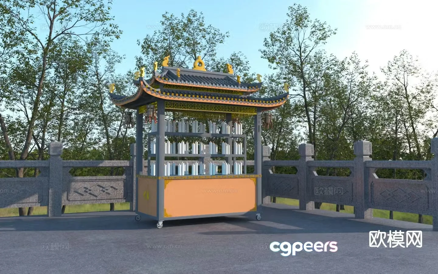Chinese candlestick incense burner sketch 3D model