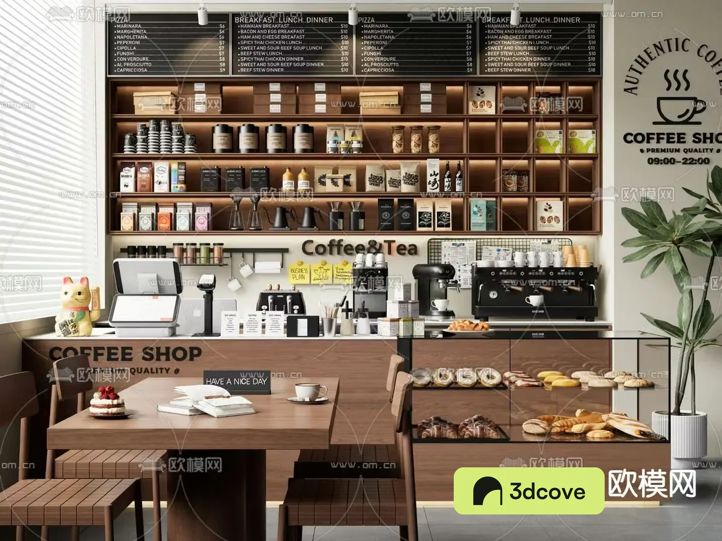 Modern cafe counter