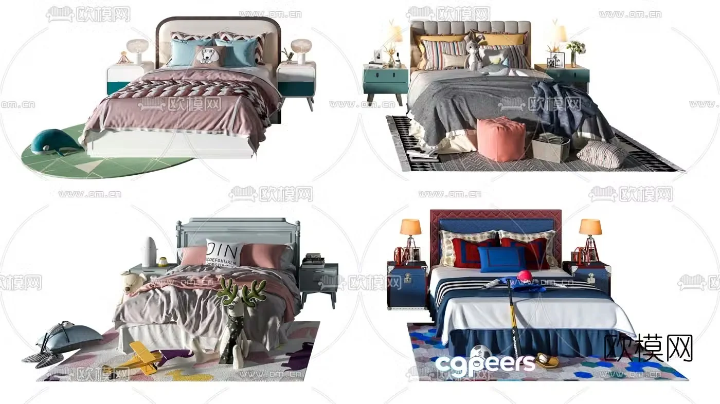 Modern fabric children’s bed 3d model