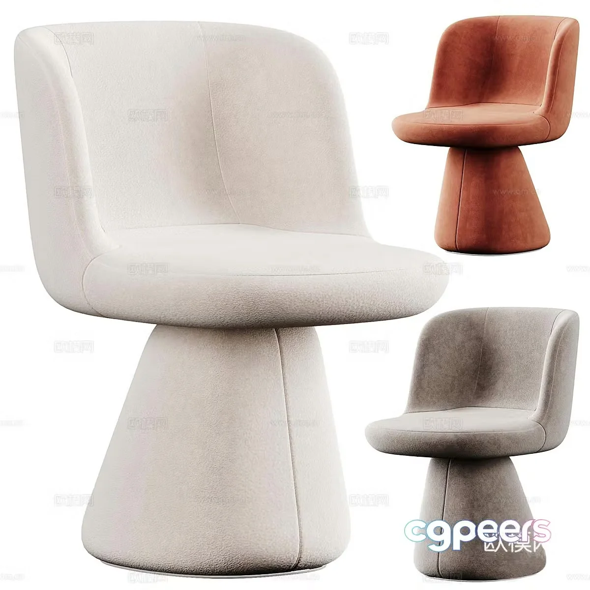 Modern Cream Style Bebitalia Flair Chair 3d Model