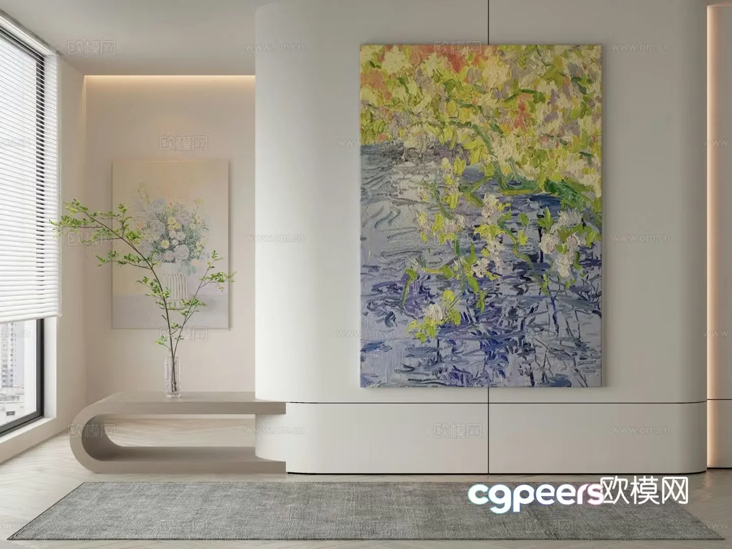 Modern decorative painting flower oil painting 3d model